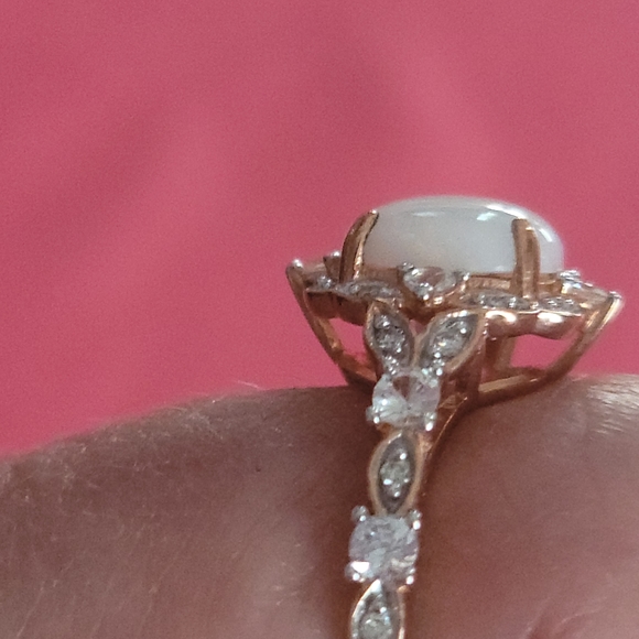 14kt white gold w diamond opal ring - Picture 4 of 10